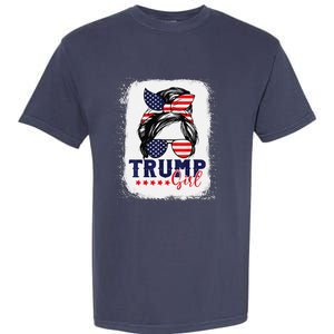 Trump Messy Bun Trump 2024 Election American Flag Garment-Dyed Heavyweight T-Shirt