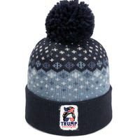 Trump Messy Bun Trump 2024 Election American Flag The Baniff Cuffed Pom Beanie