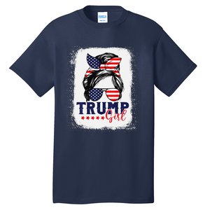 Trump Messy Bun Trump 2024 Election American Flag Tall T-Shirt