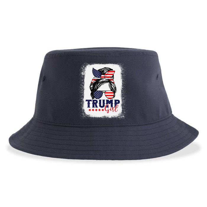 Trump Messy Bun Trump 2024 Election American Flag Sustainable Bucket Hat