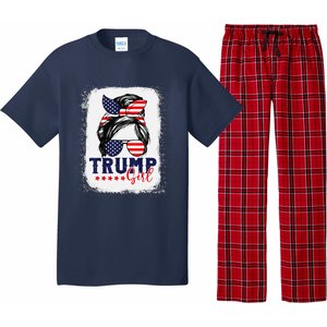 Trump Messy Bun Trump 2024 Election American Flag Pajama Set