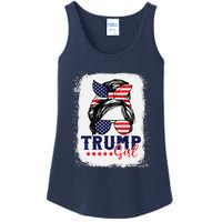 Trump Messy Bun Trump 2024 Election American Flag Ladies Essential Tank