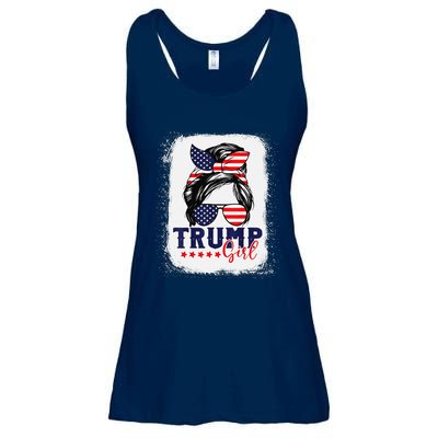 Trump Messy Bun Trump 2024 Election American Flag Ladies Essential Flowy Tank