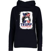 Trump Messy Bun Trump 2024 Election American Flag Womens Funnel Neck Pullover Hood