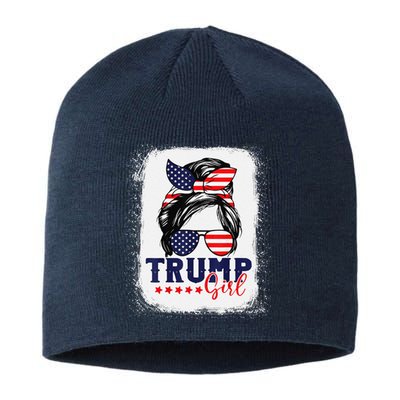 Trump Messy Bun Trump 2024 Election American Flag Sustainable Beanie