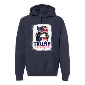 Trump Messy Bun Trump 2024 Election American Flag Premium Hoodie