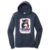 Trump Messy Bun Trump 2024 Election American Flag Women's Pullover Hoodie