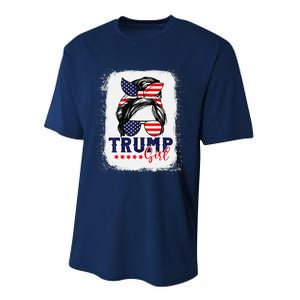 Trump Messy Bun Trump 2024 Election American Flag Performance Sprint T-Shirt