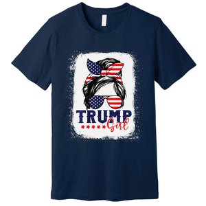 Trump Messy Bun Trump 2024 Election American Flag Premium T-Shirt