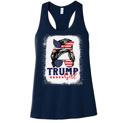 Trump Messy Bun Trump 2024 Election American Flag Women's Racerback Tank