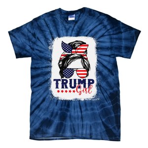 Trump Messy Bun Trump 2024 Election American Flag Tie-Dye T-Shirt