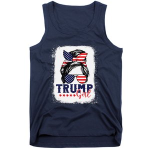 Trump Messy Bun Trump 2024 Election American Flag Tank Top