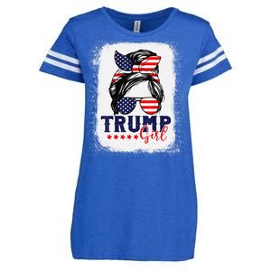 Trump Messy Bun Trump 2024 Election American Flag Enza Ladies Jersey Football T-Shirt