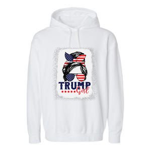 Trump Messy Bun Trump 2024 Election American Flag Garment-Dyed Fleece Hoodie