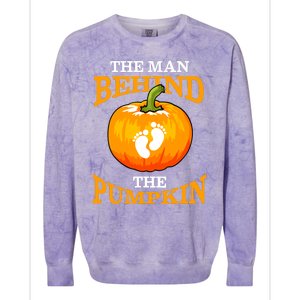 The Man Behind The Pumpkin Dad Soon Halloween Pregnancy Colorblast Crewneck Sweatshirt