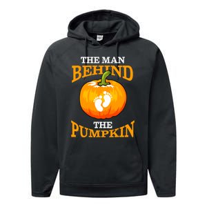 The Man Behind The Pumpkin Dad Soon Halloween Pregnancy Performance Fleece Hoodie