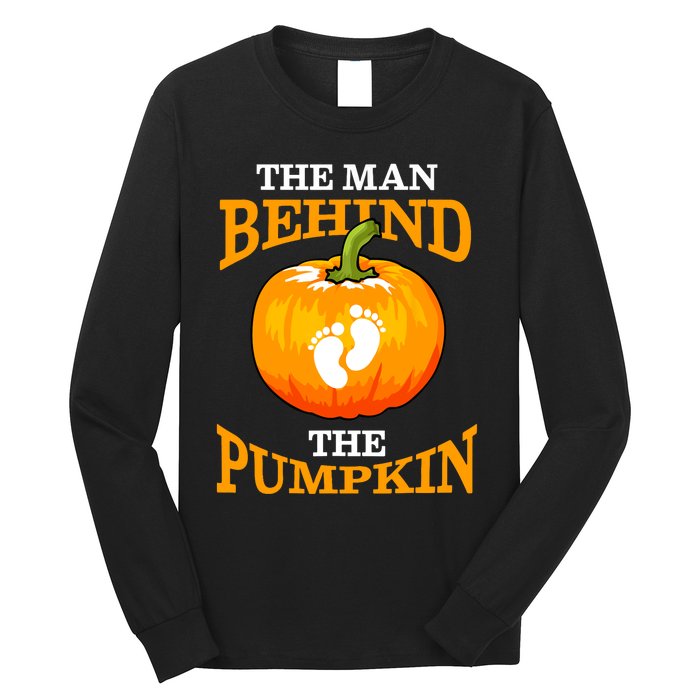 The Man Behind The Pumpkin Dad Soon Halloween Pregnancy Long Sleeve Shirt