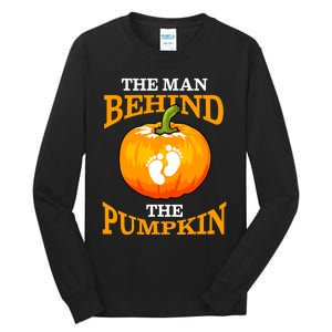 The Man Behind The Pumpkin Dad Soon Halloween Pregnancy Tall Long Sleeve T-Shirt