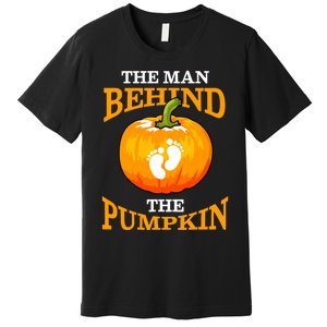 The Man Behind The Pumpkin Dad Soon Halloween Pregnancy Premium T-Shirt