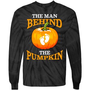 The Man Behind The Pumpkin Dad Soon Halloween Pregnancy Tie-Dye Long Sleeve Shirt