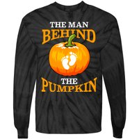 The Man Behind The Pumpkin Dad Soon Halloween Pregnancy Tie-Dye Long Sleeve Shirt