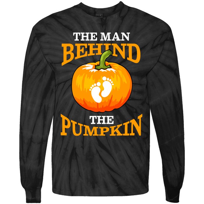 The Man Behind The Pumpkin Dad Soon Halloween Pregnancy Tie-Dye Long Sleeve Shirt