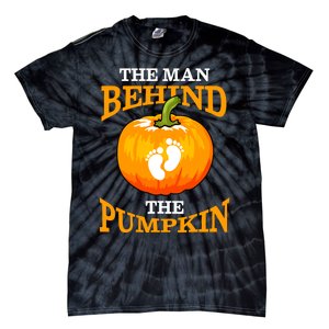 The Man Behind The Pumpkin Dad Soon Halloween Pregnancy Tie-Dye T-Shirt