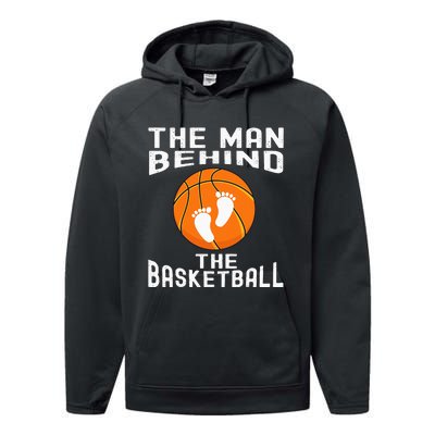 The Man Behind The Basketball Funny Future Dad Baby Shower Performance Fleece Hoodie