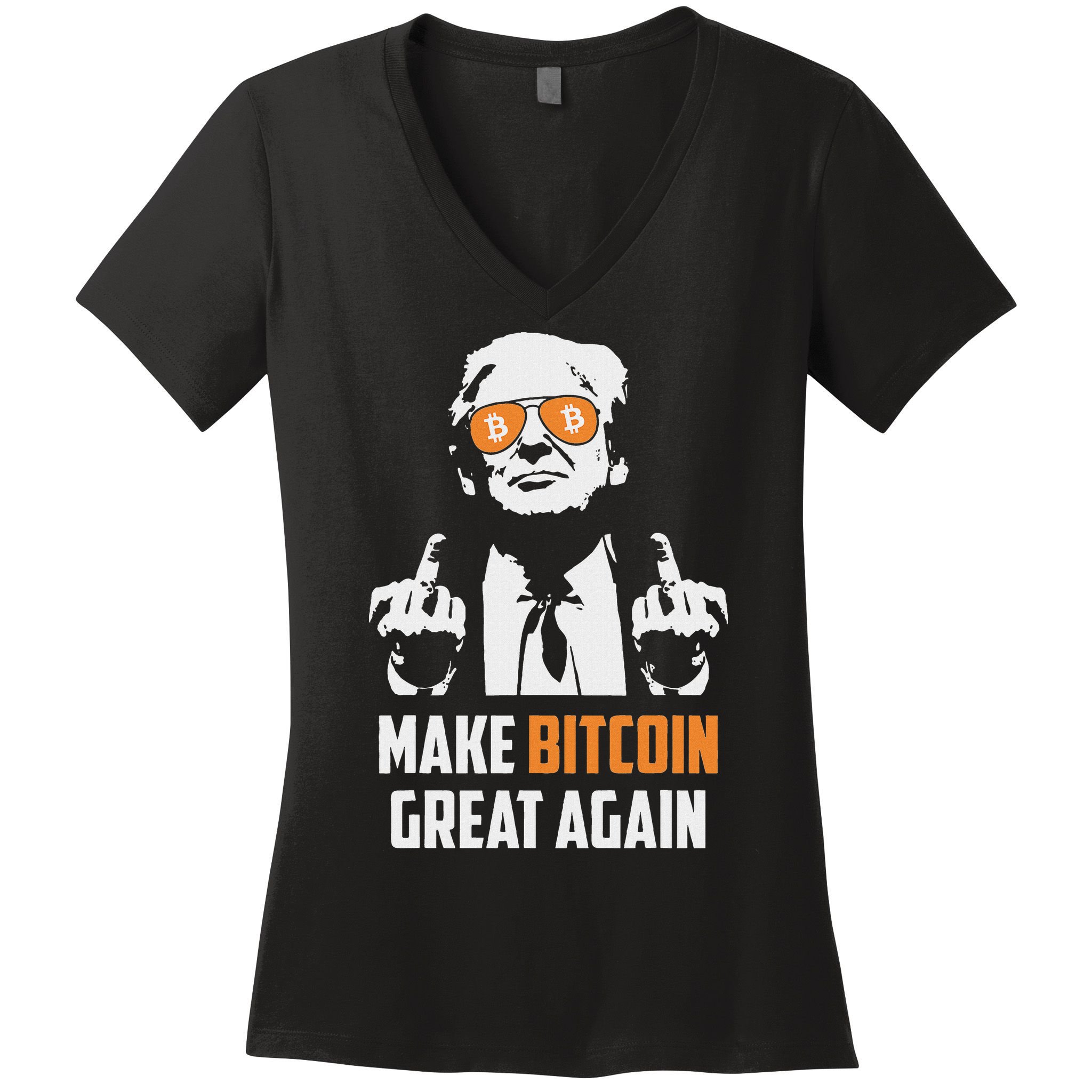Trump Make Bitcoin Great Again Funny Maga Pro Trump Women's V-Neck T-Shirt