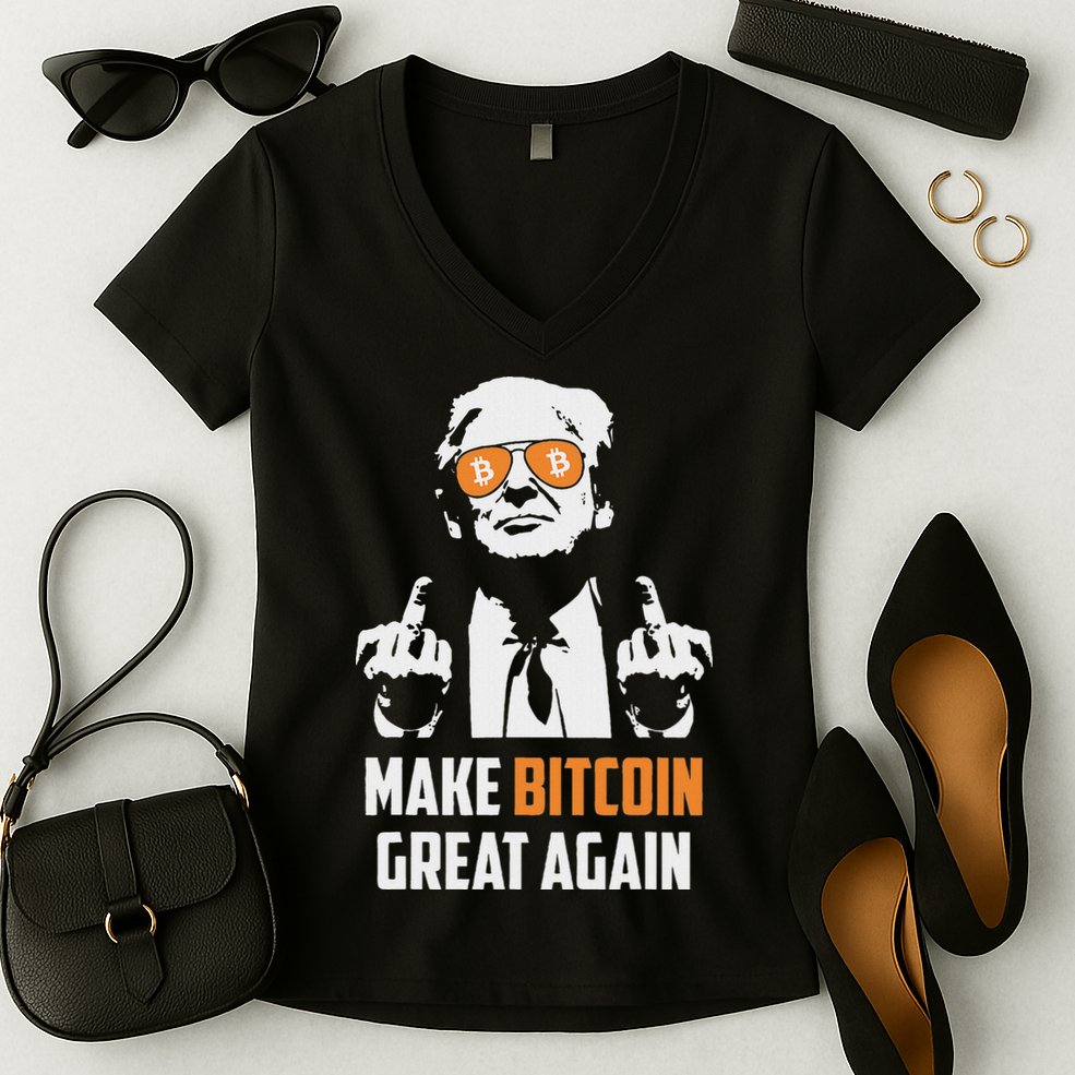 Trump Make Bitcoin Great Again Funny Maga Pro Trump Women's V-Neck T-Shirt