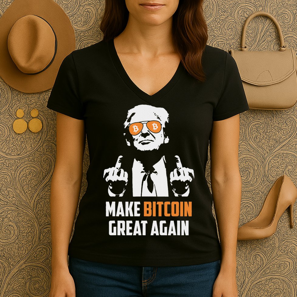 Trump Make Bitcoin Great Again Funny Maga Pro Trump Women's V-Neck T-Shirt