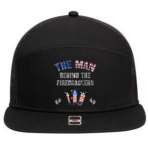 The Man Behind The Twins FIRECRACKERS 4th Of July Expecting 7 Panel Mesh Trucker Snapback Hat