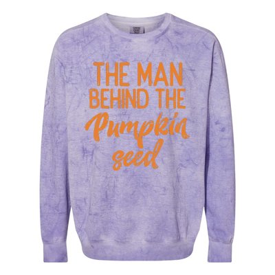 The Man Behind The Pumpkin Seed Halloween Pregnancy Colorblast Crewneck Sweatshirt