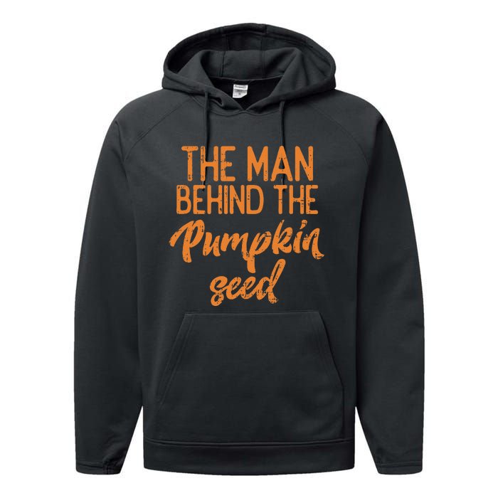 The Man Behind The Pumpkin Seed Halloween Pregnancy Performance Fleece Hoodie