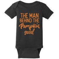 The Man Behind The Pumpkin Seed Halloween Pregnancy Baby Bodysuit