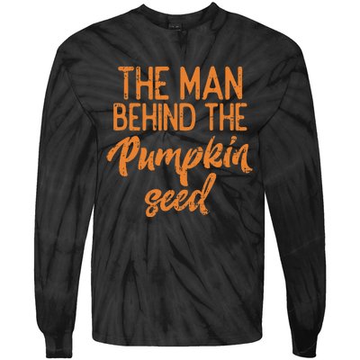 The Man Behind The Pumpkin Seed Halloween Pregnancy Tie-Dye Long Sleeve Shirt