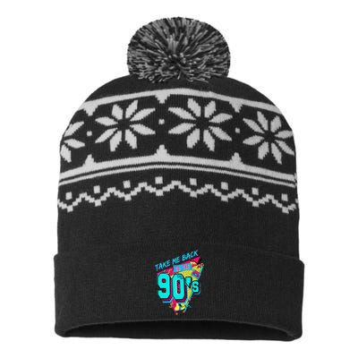 Take Me Back To The 90's Retro Old Funny Day USA-Made Snowflake Beanie