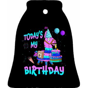 Todays My Birthday Llama Boy Girl Family Matching Party Ceramic Bell Ornament