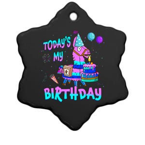 Todays My Birthday Llama Boy Girl Family Matching Party Ceramic Star Ornament