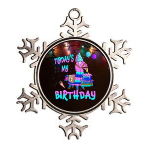 Todays My Birthday Llama Boy Girl Family Matching Party Metallic Star Ornament