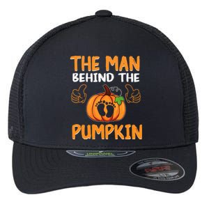 The Man Behind The Pumpkin New Baby Shower Dad Halloween Flexfit Unipanel Trucker Cap