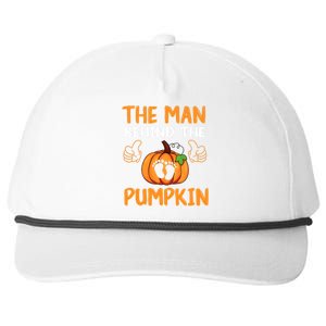 The Man Behind The Pumpkin New Baby Shower Dad Halloween Snapback Five-Panel Rope Hat