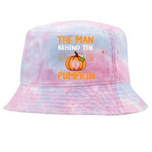 The Man Behind The Pumpkin New Baby Shower Dad Halloween Tie-Dyed Bucket Hat