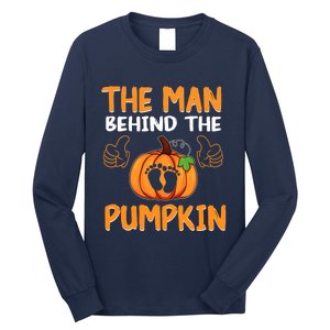 The Man Behind The Pumpkin New Baby Shower Dad Halloween Long Sleeve Shirt