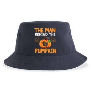 The Man Behind The Pumpkin New Baby Shower Dad Halloween Sustainable Bucket Hat