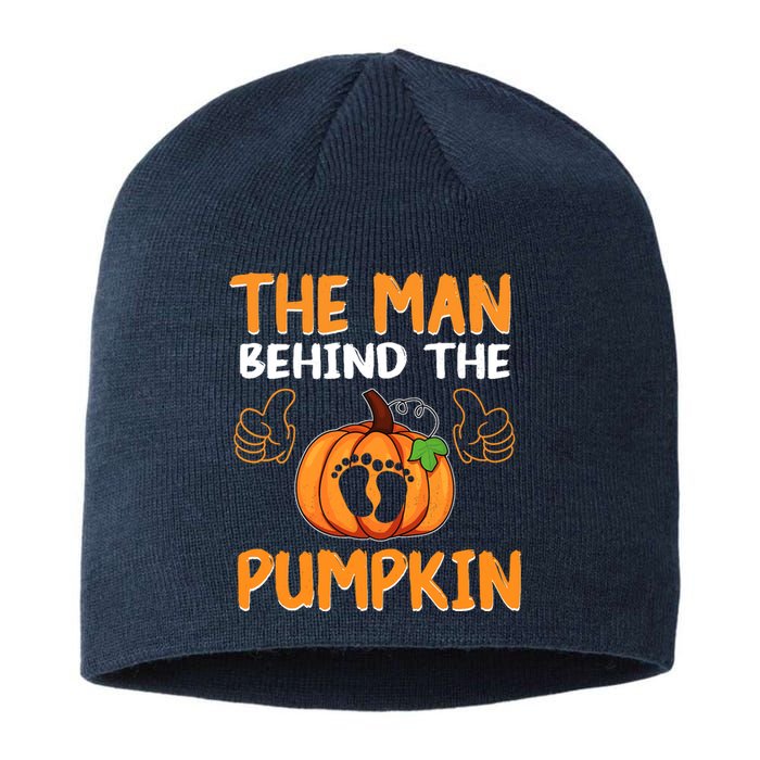 The Man Behind The Pumpkin New Baby Shower Dad Halloween Sustainable Beanie