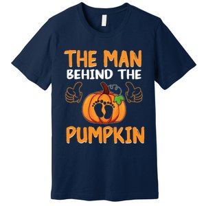 The Man Behind The Pumpkin New Baby Shower Dad Halloween Premium T-Shirt