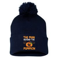 The Man Behind The Pumpkin New Baby Shower Dad Halloween Pom Pom 12in Knit Beanie