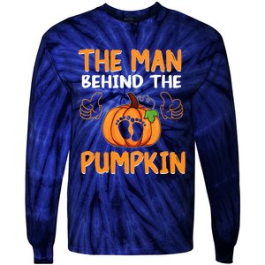 The Man Behind The Pumpkin New Baby Shower Dad Halloween Tie-Dye Long Sleeve Shirt