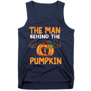 The Man Behind The Pumpkin New Baby Shower Dad Halloween Tank Top